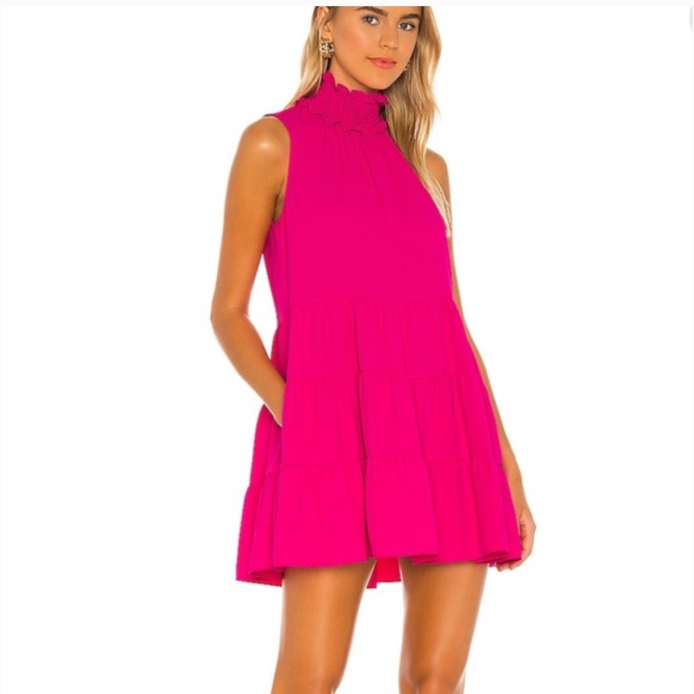 Amanda Uprichard Hot Pink Tiered Mini Dress